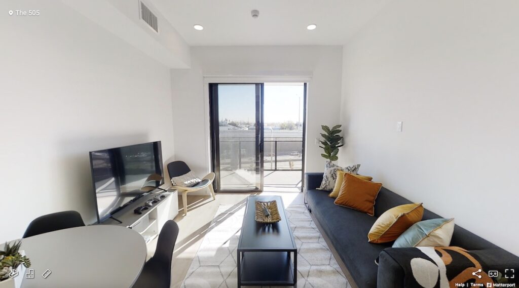 living room area with sliding balcony door