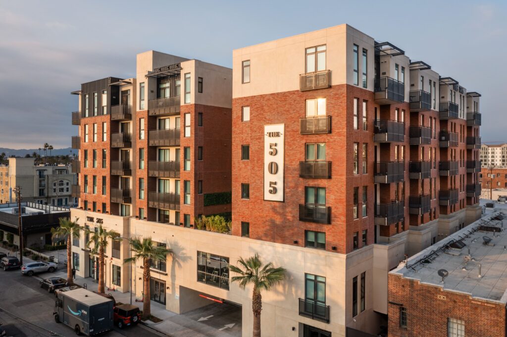 Exterior view of the apartment complex tropical landscaping